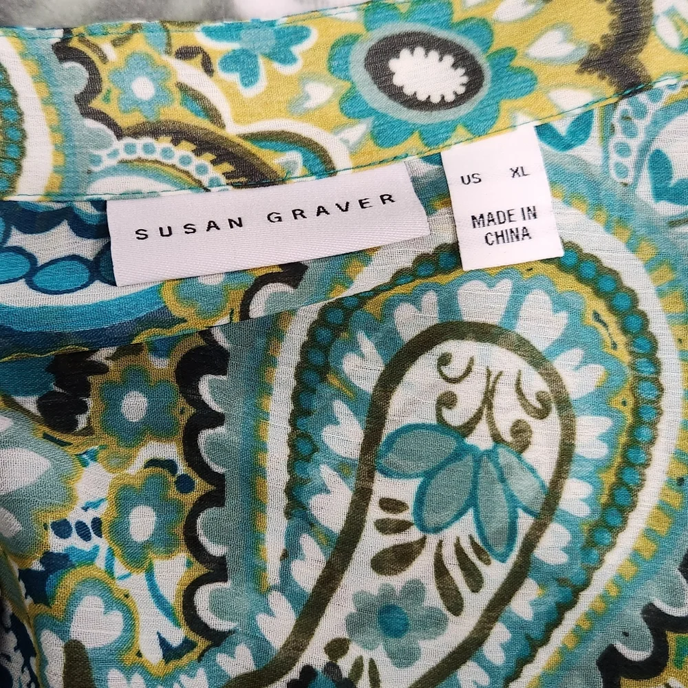 Susan Graver Crinkled Sheer Chiffon Printed Tunic with Knit Tank - Picture 5 of 7